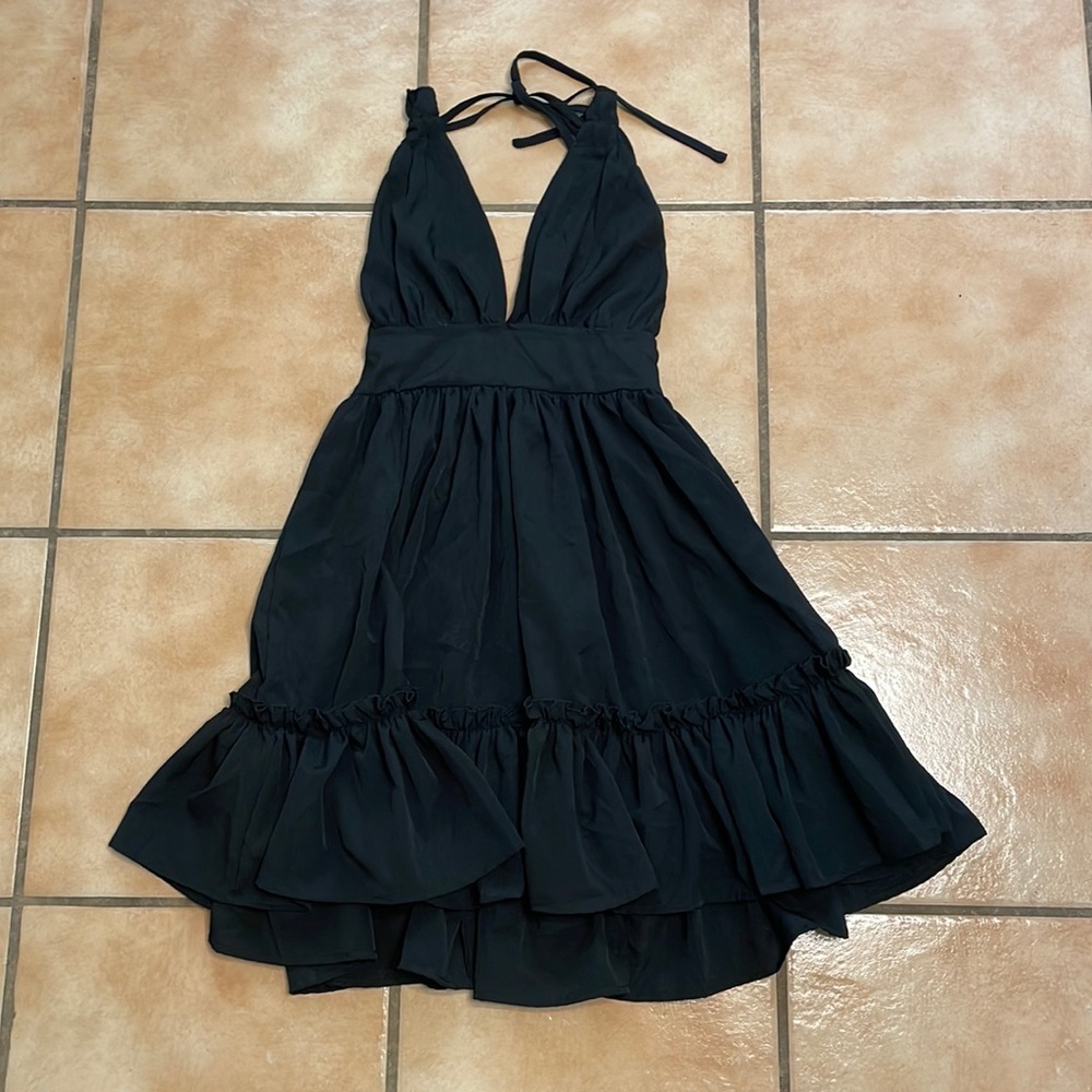 Backless casual little black dress